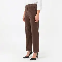 LEC LEE - Pantalón de Pana para Mujer Corte Recto Straight Fit Marrón Chocolate 14Verde