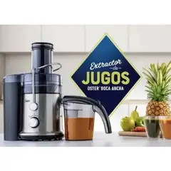 OSTER - Extractor de Jugos Oster®, con 2 Velocidades + Pulso, y Fácil de Limpiar, Negro y Plateado