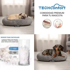 TECHCONFORT - Cama Mascota Memory Foam Particulado Antiestrés - Redonda