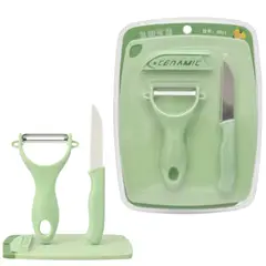 GENERICO - Set De Cocina 3 Piezas: Tabla, Cuchillo y Pelador - El Kit Esencial Que Ahorra Espacio En Tu Hogar