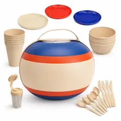 GENERICO - Vajilla De Picnic Portátil x26 Piezas El Set Compacto Todo En Uno Para Tus Salidas Inolvidables