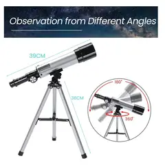 GENERICO - Telescopio Refractor con Tripode de Aluminio 50mm 360mm para Uso Escolar y Recreativo