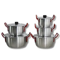 GENERICO - JUEGO DE OLLAS 12-20 X5 ROJA