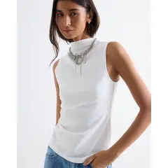 SEVEN SEVEN - Camiseta Cuello Alto Con Torsión Para Mujer Blanco