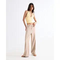 SEVEN SEVEN - Pantalón Wide Leg Con Pasadores Para Mujer Beige