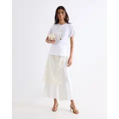 SEVEN SEVEN - Pantalón Culotte Con Pinzas Para Mujer Blanco