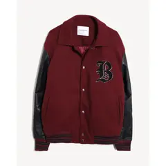 SEVEN SEVEN - Chaqueta Bomber Bordada Para Hombre Vino