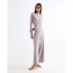 SEVEN SEVEN - Pantalón Wide Leg Tiro Alto Para Mujer Marfil
