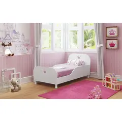JYM - Cama Infantil Individual Rey Reina Mini Blanca MDF Moderna de 188 X 88 cm