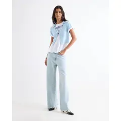 SEVEN SEVEN - Jean Wide Leg Ruedo Deshecho Para Mujer Azul
