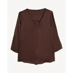 SEVEN SEVEN - Blusa Cuello V Mangas Ajustables Para Mujer Celeste