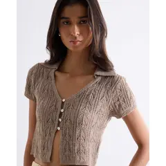 SEVEN SEVEN - Camiseta Cuello V Corta Para Mujer Taupe