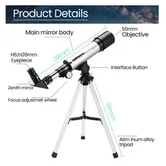 GENERICO - Telescopio para Principiantes con Aumento Variable 90x y Diseño Portatil Compacto