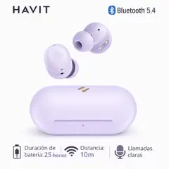 HAVIT - Auriculares Inalámbricos Bluetooth In Ear Alcance 10 Metros, Violeta