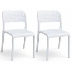 GENERICO - Set X2 Silla Plástica Moderna Resistente Interior Exterior Diseño Ergonómico Liviana Fácil Limpieza