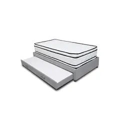GENERICO - Combo Cama Tarima Nube 100x190 Sencillo Gris Claro