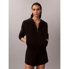 CALVIN KLEIN - Buzo negro de estar por casa con capota y cremallera