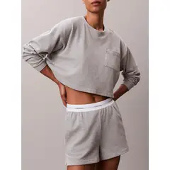 CALVIN KLEIN - Pantalonetas gris de estar por casa con logo