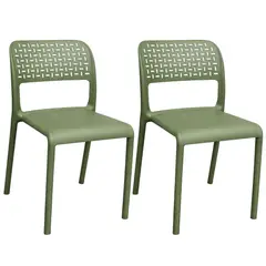 GENERICO - Set X2 Silla Plástica Moderna Resistente Interior Exterior Diseño Ergonómico Liviana Fácil Limpieza