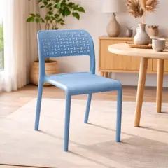 GENERICO - Silla Plástica Moderna Resistente Interior Exterior Diseño Ergonómico Liviana Fácil Limpieza