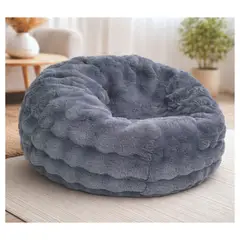 DORMIPUFF - Puff Silla Nordico Pelo Largo Suave Gris