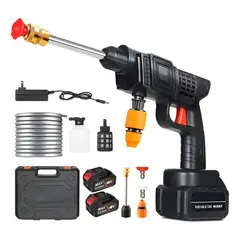 GENERICO - Hidrolavadora Inalambrica Portátil Recargable 2 Baterías Color Negro Frecuencia 50