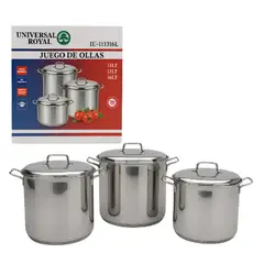 UNIVERSAL ROYAL - Juego ollas Acero X 3