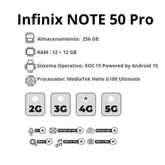 INFINIX - Celular Note 50 Pro 8GB RAM 256 GB Titanio + Obsequio Audifonos Lamborghini