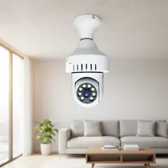 GENERICO - Cámara Seguridad Tipo Bombillo Luz Sensor Humo Wifi 360 Interior
