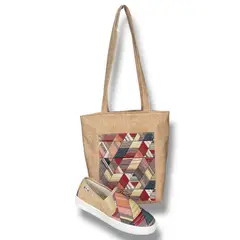 XIAN SHOES - Combo de Mocasin y bolso en lona Etnia Ref L48