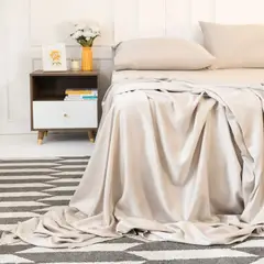 GENERICO - Juego de sábanas 300 Hilos 100% Bambú color champán By Shala Luxury