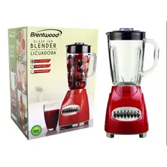 BRENTWOOD - Licuadora Roja 12 Velocidades Vaso Vidrio 1.2l
