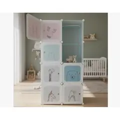 INFANTILES CAJUROMIX - Armario Armable Portátil Con Colgador Y 6 Cajones Azul