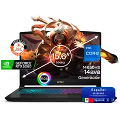 MSI - Portátil Gamer Katana Intel Core 7 14650HX RAM 32GB SSD 256 GB RTX 5060 8GB