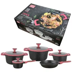 SKY - Juego De Ollas 15 Piezas Antiadherente Premium + Sarten 28cm Cocina Fácil y Duradera