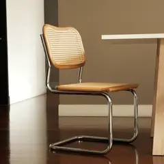 GENERICO - Silla Cesca Caliu en Madera y Mimbre Natural con Estructura Metálica