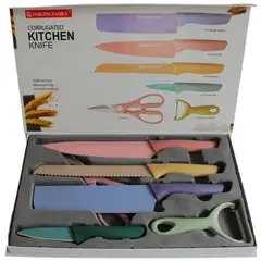 GENERICO - SET DE CUCHILLOS CHEF 6 PIEZAS EN ACERO INOXIDABLE