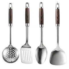 GENERICO - Set 4 Espátulas Acero Inoxidable 34cm Cocina Profesional Multiusos Resistente Antiadherente