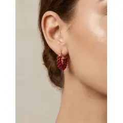 FRIOLENTA - Aretes en Mostacilla Candongas Tejidos a Mano - vinotinto
