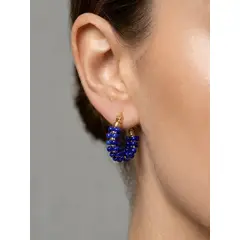 FRIOLENTA - Candongas en Mostacilla Aretes Tejidos a Mano - Azul