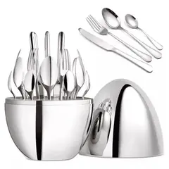 AMERICAN GENERICS - Juego De Cubiertos 24pcs Acero Inoxidable Plata Forma Huevo