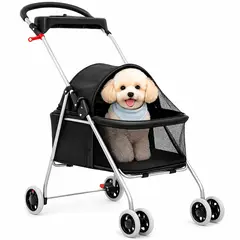ONE PIXEL - Coche Para Mascotas Pequeñas Plegable Y Portatil Paseador De Mascotas Negro