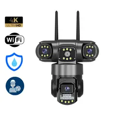 AMERICAN GENERICS - Cámara De Seguridad Triple Lente 6K WIFI Alarma Nocturna Movimiento Micro SD 2026