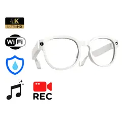 AMERICAN GENERICS - Gafas Inteligentes con Camara Secreta Espia 4k Wifi Musica IA Traductor Blanco