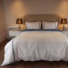 DISTRIHOGAR - Cover Duvet Hotel Experience 300 Hilos 100% Algodón Cagliari Azul Doble