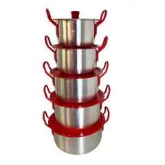 GENERICO - JUEGO DE OLLAS 12-20 X5 ROJA