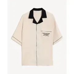 SEVEN SEVEN - Camisa Boxy Estampada Para Hombre Beige