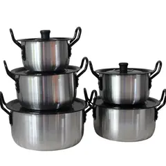 GENERICO - JUEGO DE OLLAS X5 TAPA NEGRAS