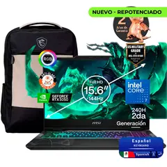 MSI - Portátil Gamer CYBORG 15 Intel Core 7 240H RAM 64GB SSD 2 TB RTX 5050 8 GB