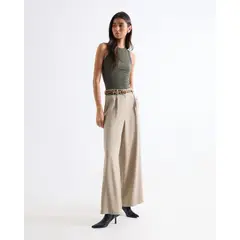 SEVEN SEVEN - Pantalón Sastrero Encauchado Para Mujer Crema